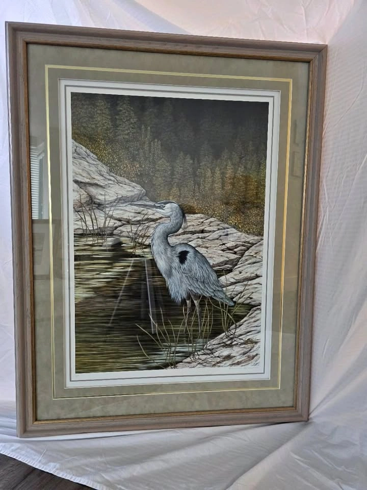 Still Waters - Blue Heron Print by Christine Marshall #1/200