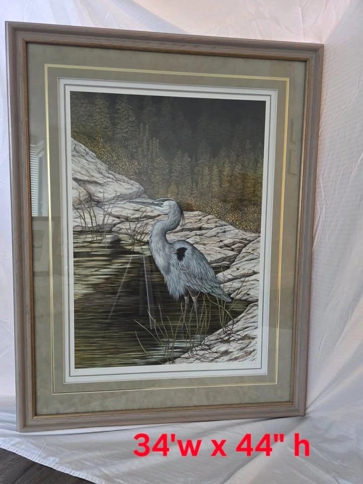 Still Waters - Blue Heron Print by Christine Marshall #1/200 - photo 2