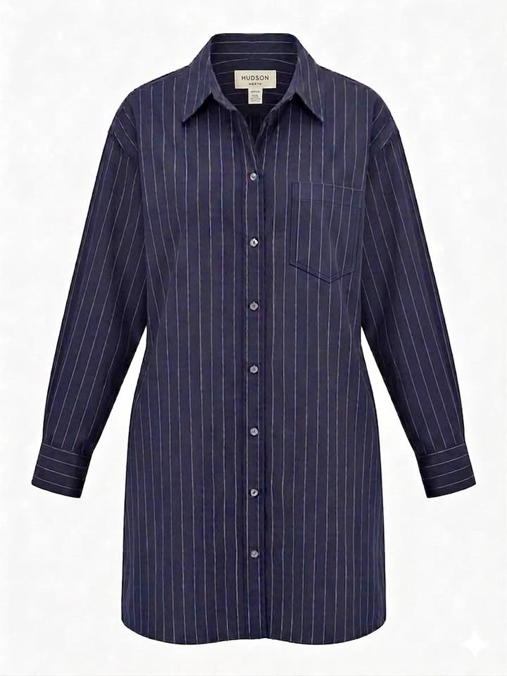 Hudson North Navy Pinstripe Shirt Dress XL