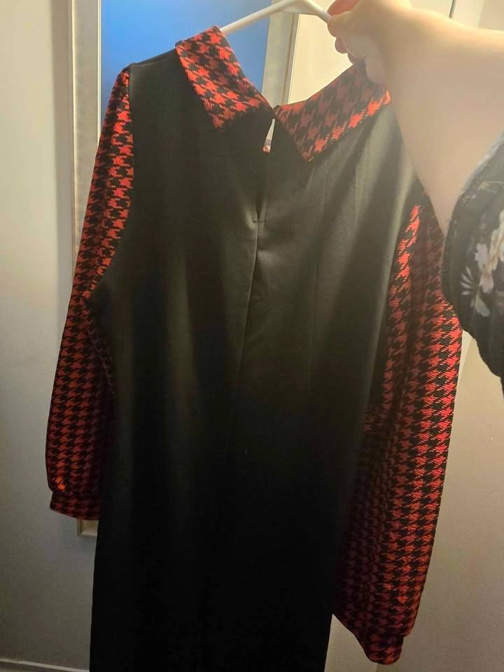 Elenzga Plus Size Women Houndstooth Patchwork Design Dress - photo 4