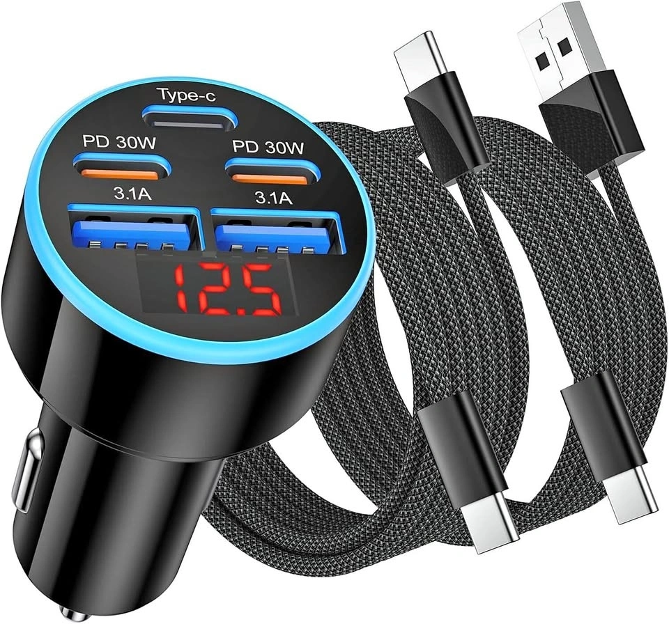 (5 in 1) USB C Car Charger, 5-Port 90W Fast Charging