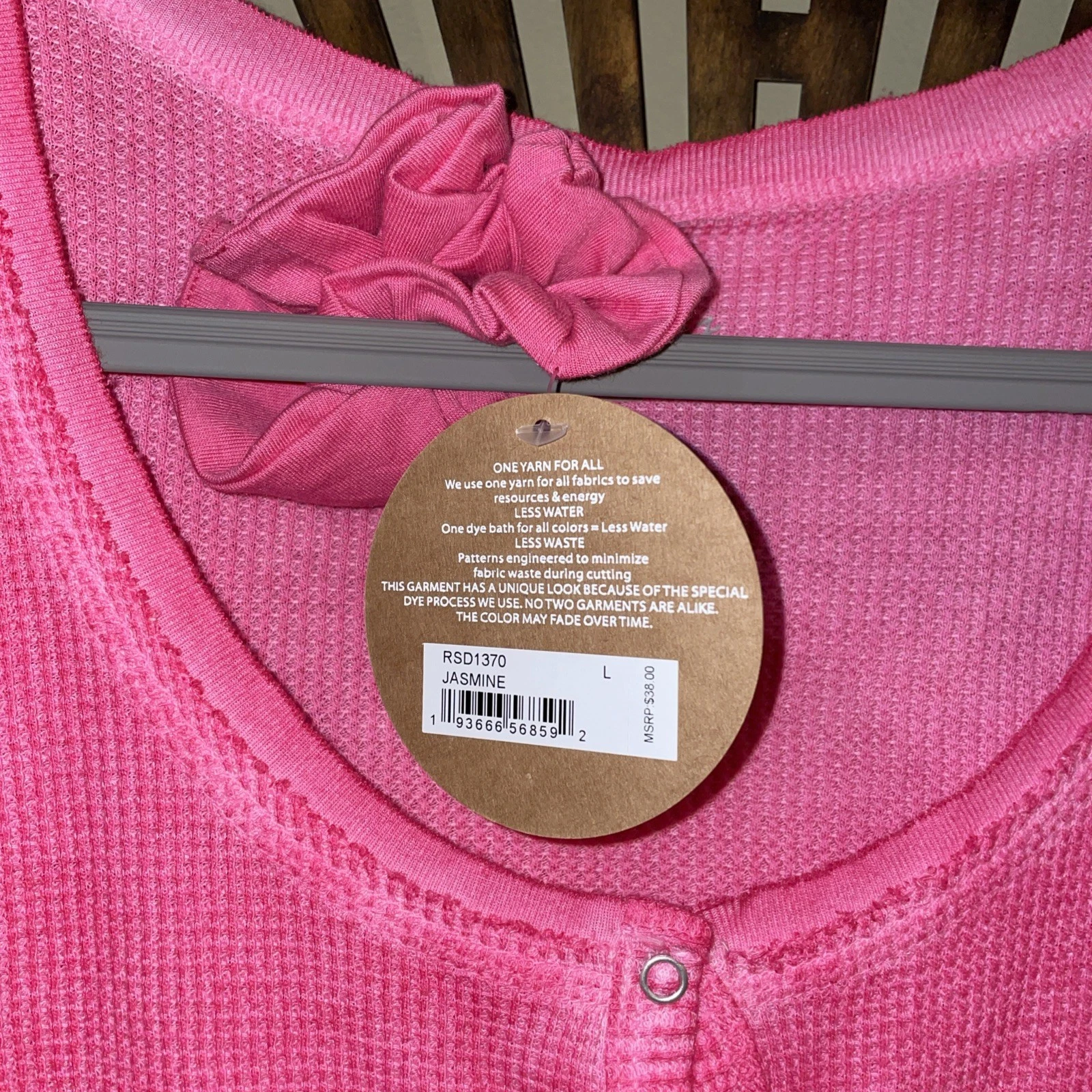 Splendid Pink Cropped Long Sleeve Shirt & Scrunchie Juniors L - photo 2