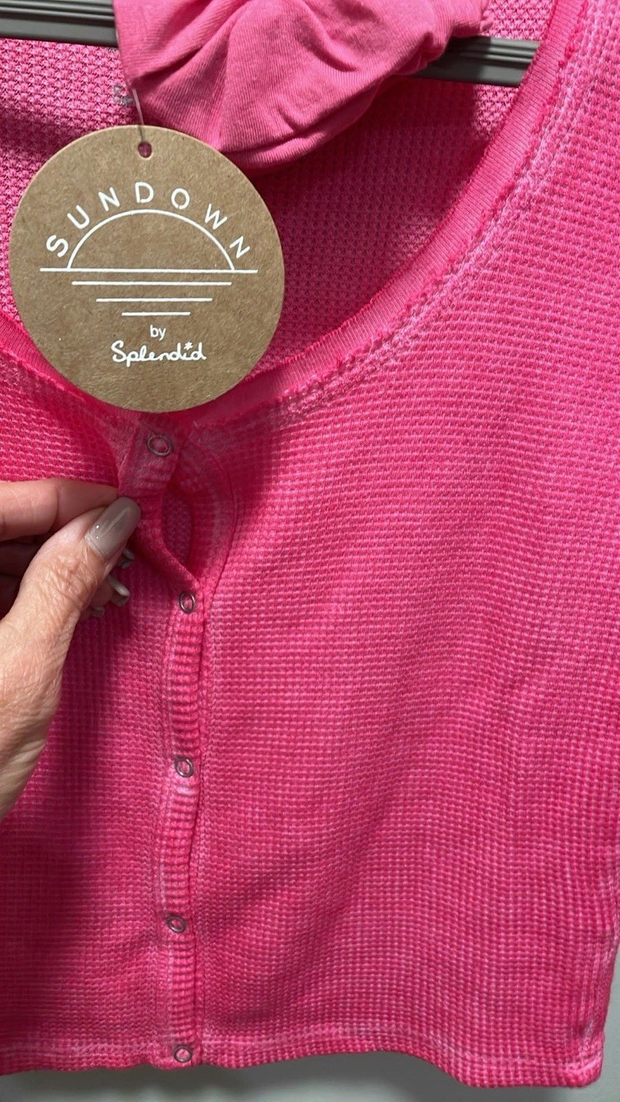 Splendid Pink Cropped Long Sleeve Shirt & Scrunchie Juniors L - photo 5