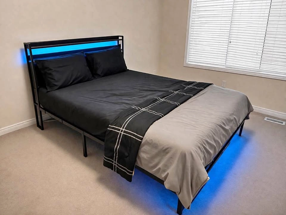 Queen Bed Frame with LED & Mattress