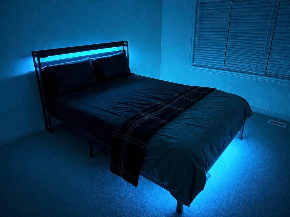 Queen Bed Frame with LED & Mattress - photo 2