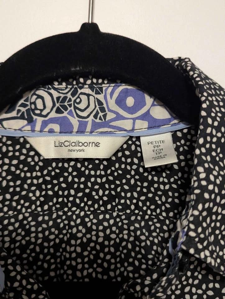 Liz Claiborne Women’s Black & White Button-Down Shirt – Size Pet - photo 2