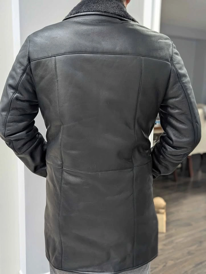 100% Genuine Sheepskin Men's Shearling Coat - Size L - photo 2