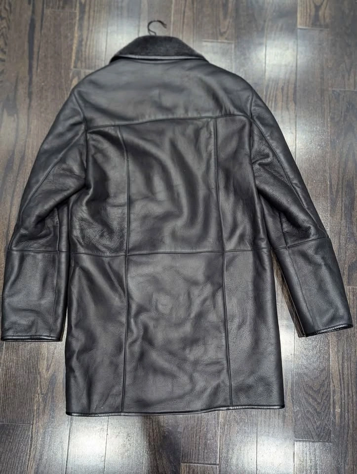100% Genuine Sheepskin Men's Shearling Coat - Size L - photo 4