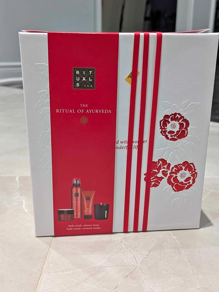 Rituals Ayurveda Gift Set Shower Gel Body Cream Scrub Candle Box