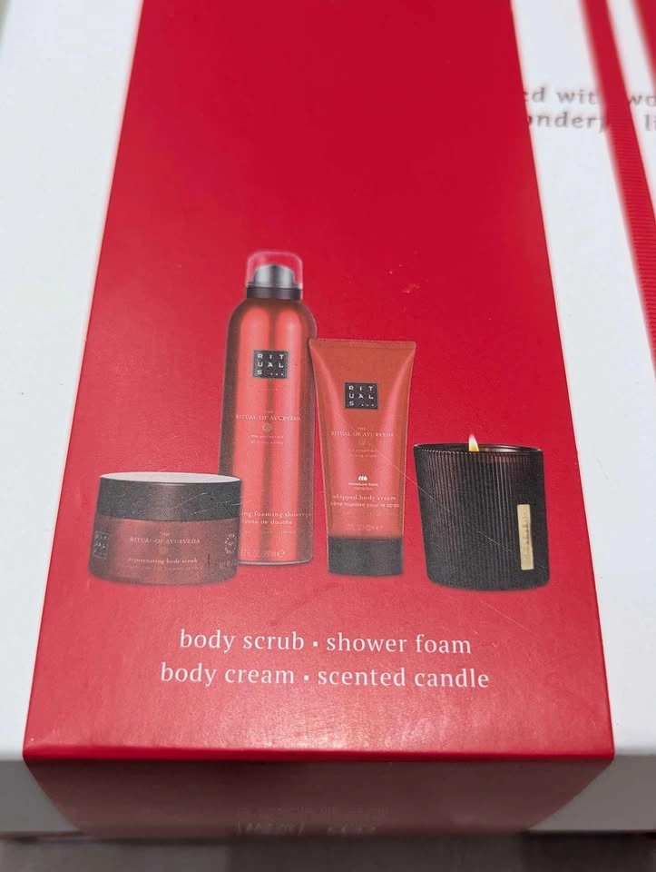 Rituals Ayurveda Gift Set Shower Gel Body Cream Scrub Candle Box - photo 2