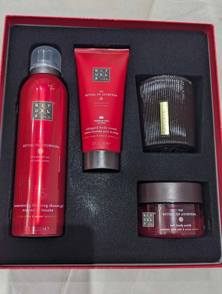 Rituals Ayurveda Gift Set Shower Gel Body Cream Scrub Candle Box - photo 3