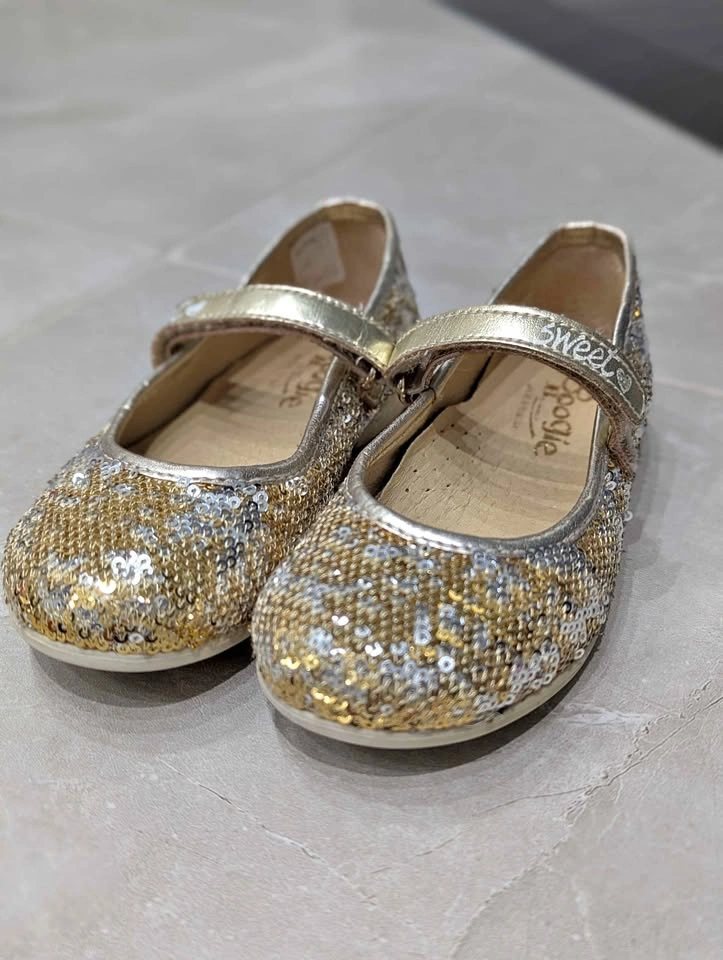 Boogie Gold Sequin Girls Mary Jane Shoes