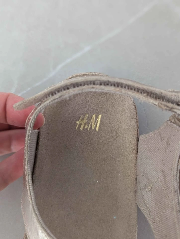 H&M Kids Gold Sandals US 1.5 EU 31 Leather Cork Sole Buckle Summ - photo 4