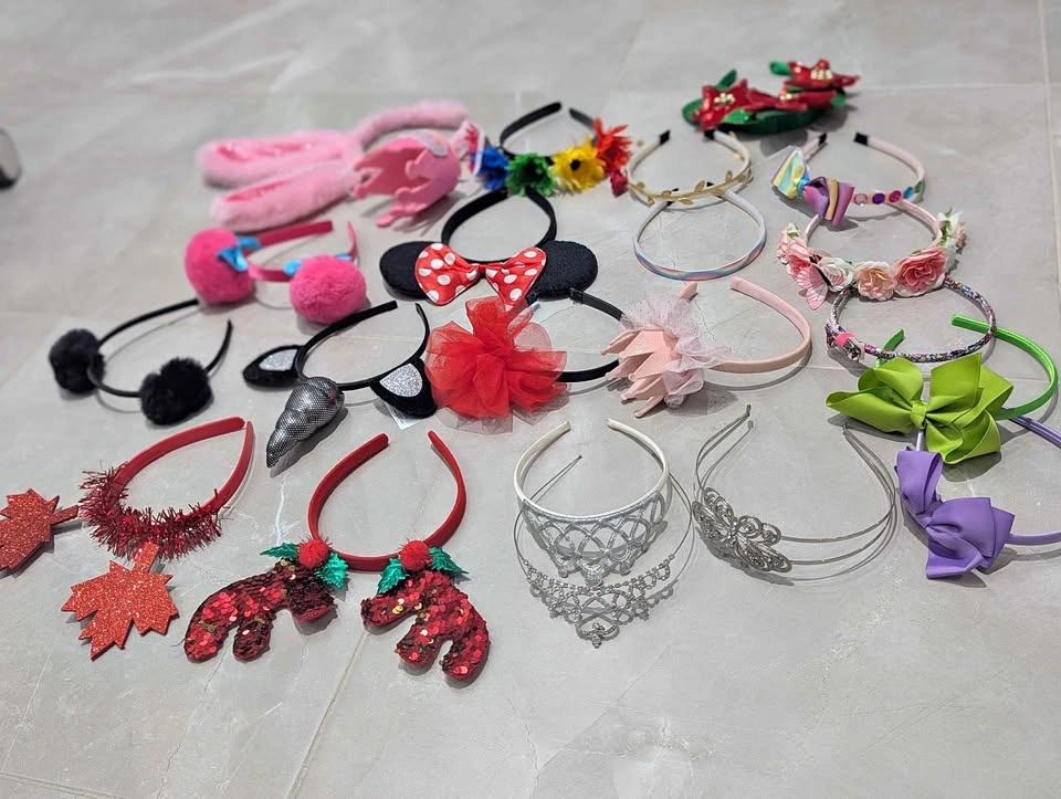 Girls Headbands & Tiaras Bundle Minnie Bunny Reindeer Princess u