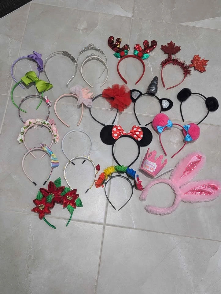 Girls Headbands & Tiaras Bundle Minnie Bunny Reindeer Princess u - photo 2