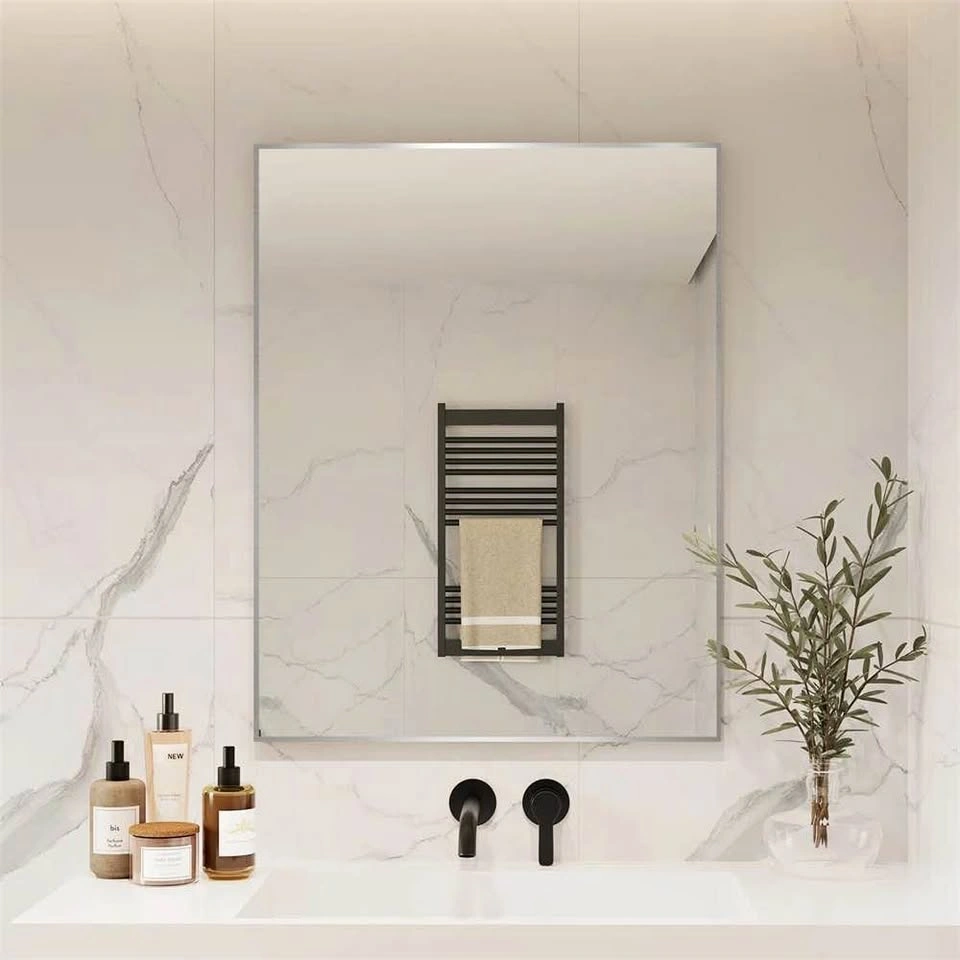 28” x 36” Modern Wall Mirror – Brushed Nickel Frame