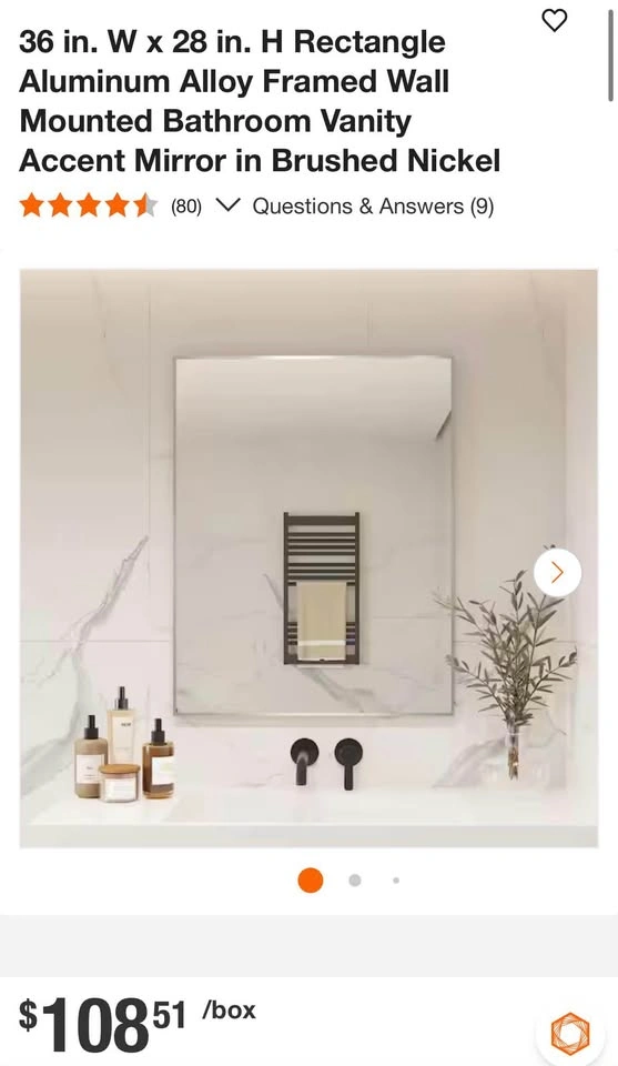 28” x 36” Modern Wall Mirror – Brushed Nickel Frame - photo 5