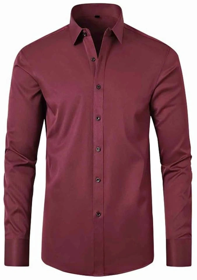 Men's Dress Shirt – Elegant Burgundy (Wine Color)