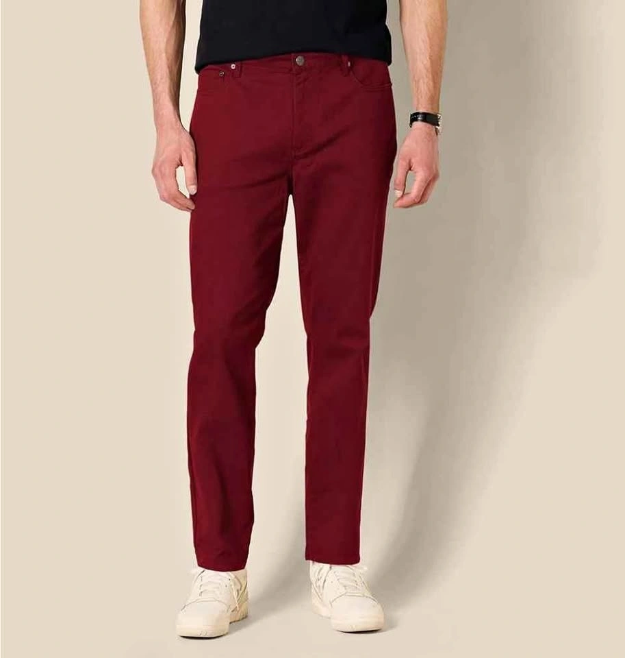 Men’s Slim-Straight Stretch Chinos – Deep Burgundy