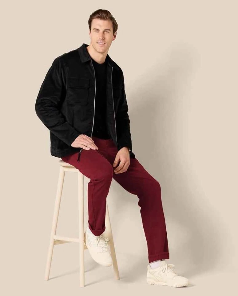 Men’s Slim-Straight Stretch Chinos – Deep Burgundy - photo 2