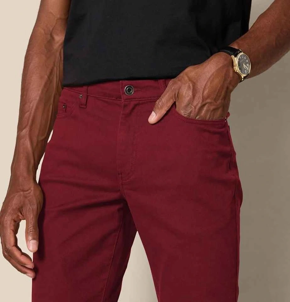 Men’s Slim-Straight Stretch Chinos – Deep Burgundy - photo 3