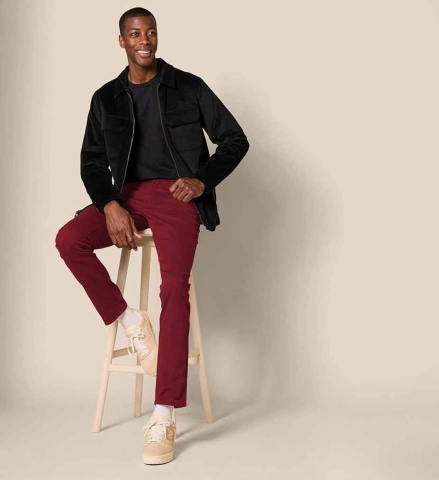 Men’s Slim-Straight Stretch Chinos – Deep Burgundy - photo 4
