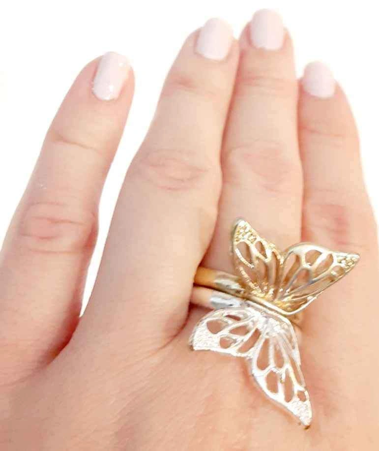 Butterfly Ring Set Silver/Gold - Claires Prism (Size 8)