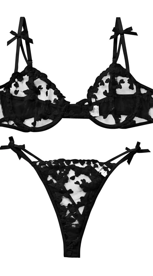 Exquisite Black Embroidered Lingerie Set, size L