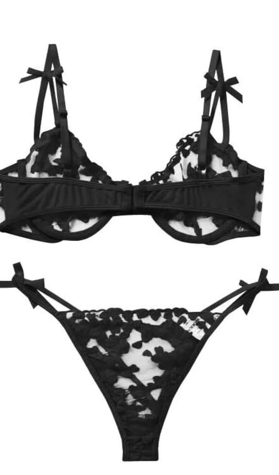 Exquisite Black Embroidered Lingerie Set, size L - photo 2