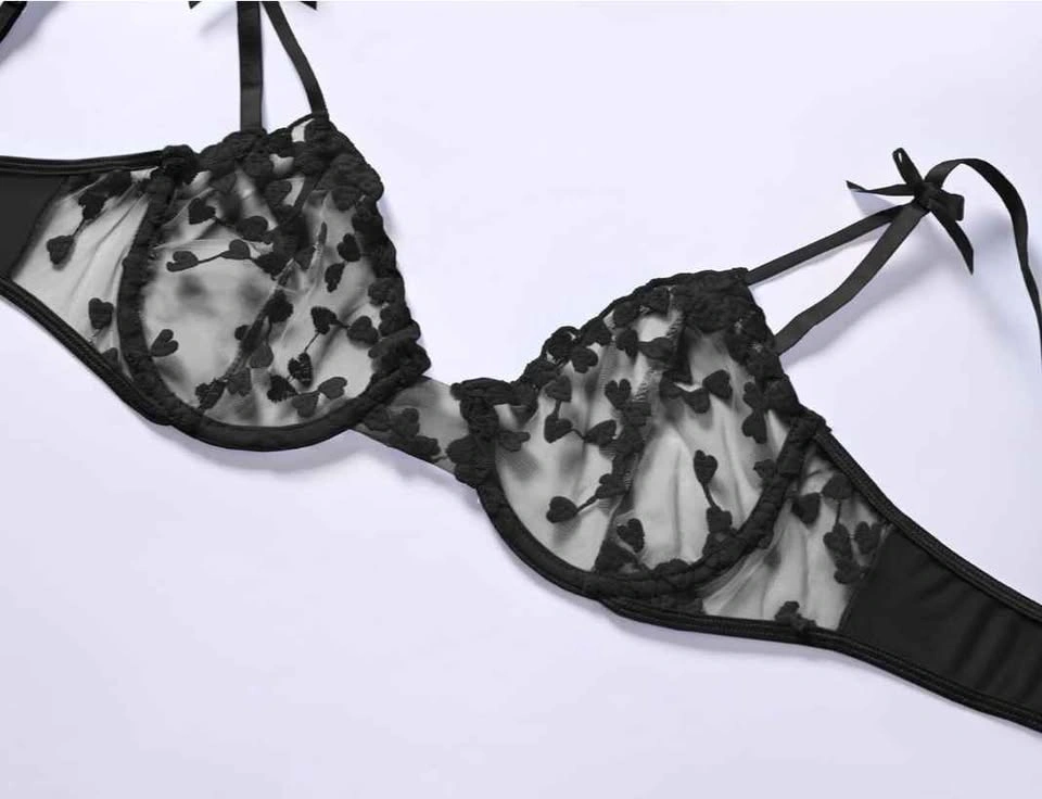 Exquisite Black Embroidered Lingerie Set, size L - photo 4