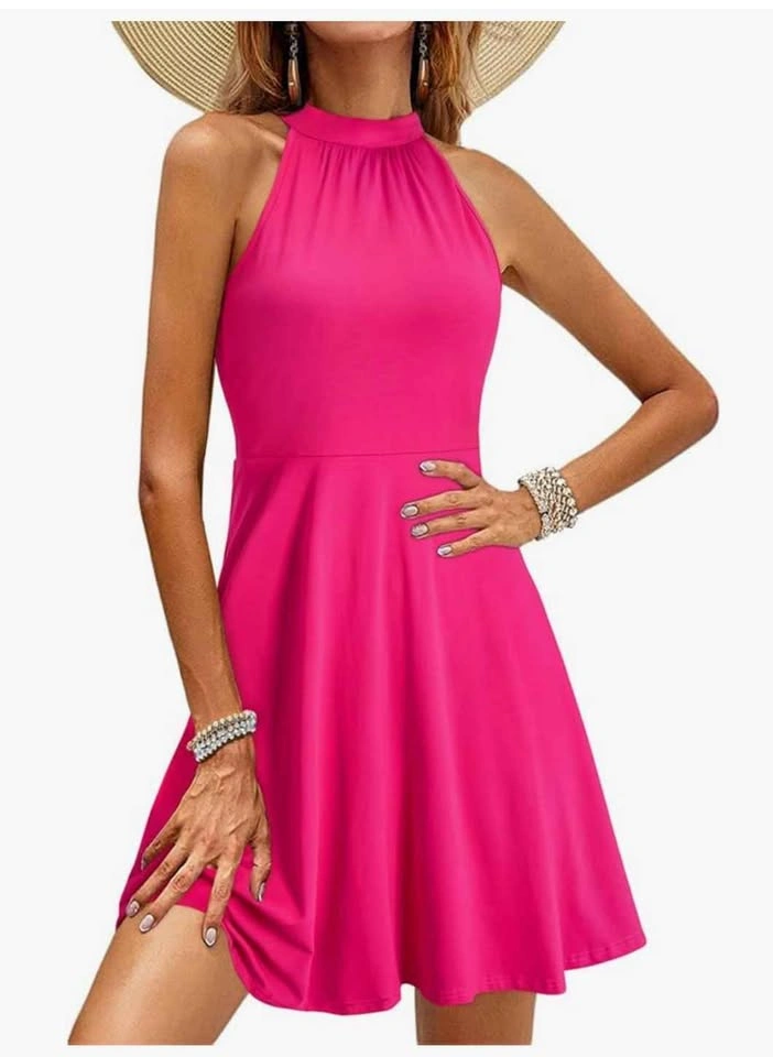 Brand New Hot Pink Halter Neck Summer Dress - Size M - photo 5