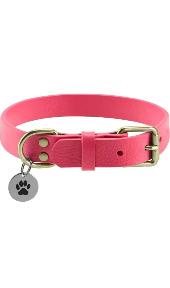 Leather Dog Collar - Medium, Peach Pink - photo 2