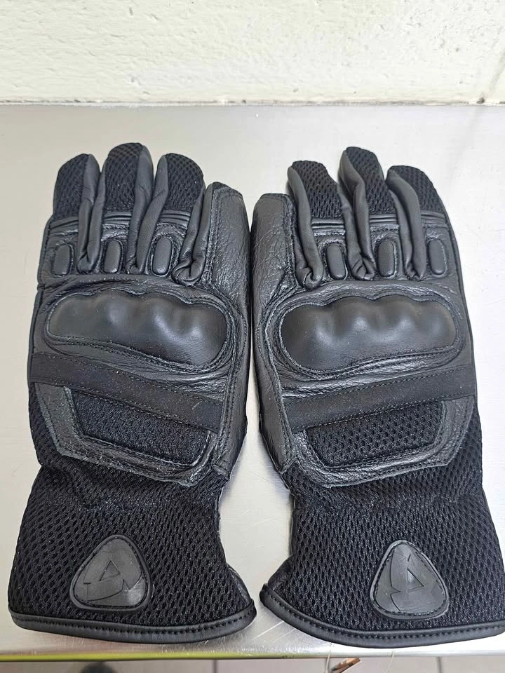 Black Leather Motorcycle Gloves with Knuckle Protection Size L - photo 3