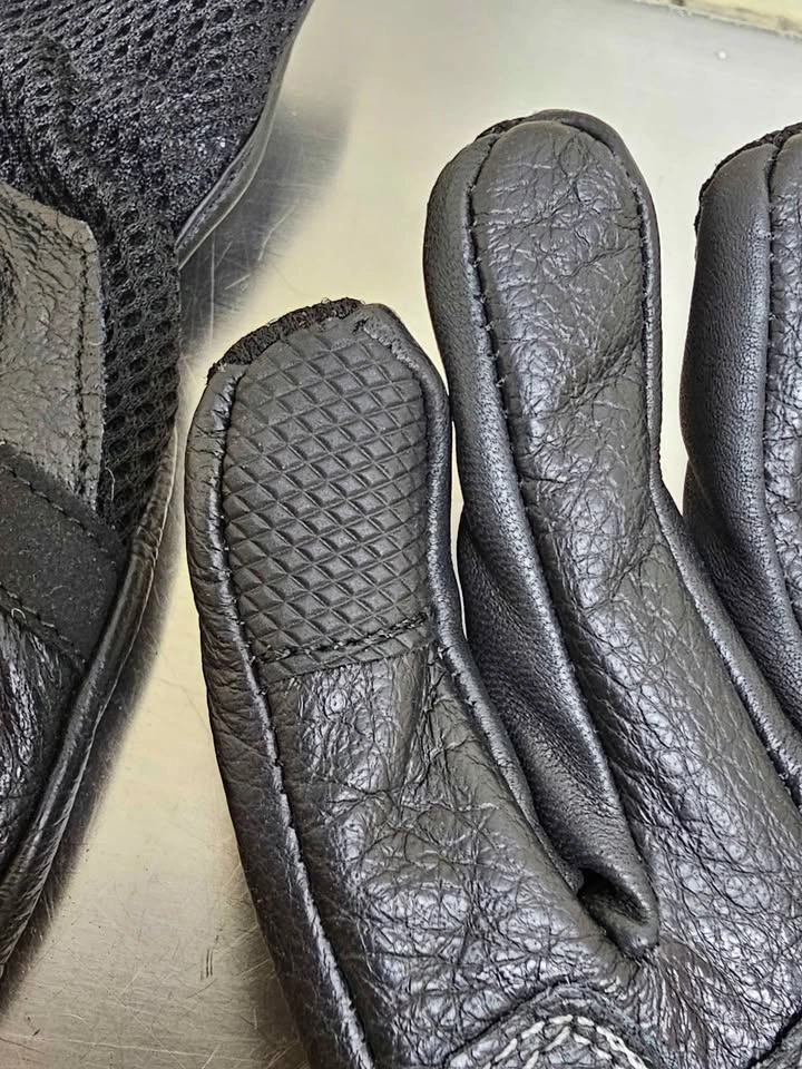 Black Leather Motorcycle Gloves with Knuckle Protection Size L - photo 5