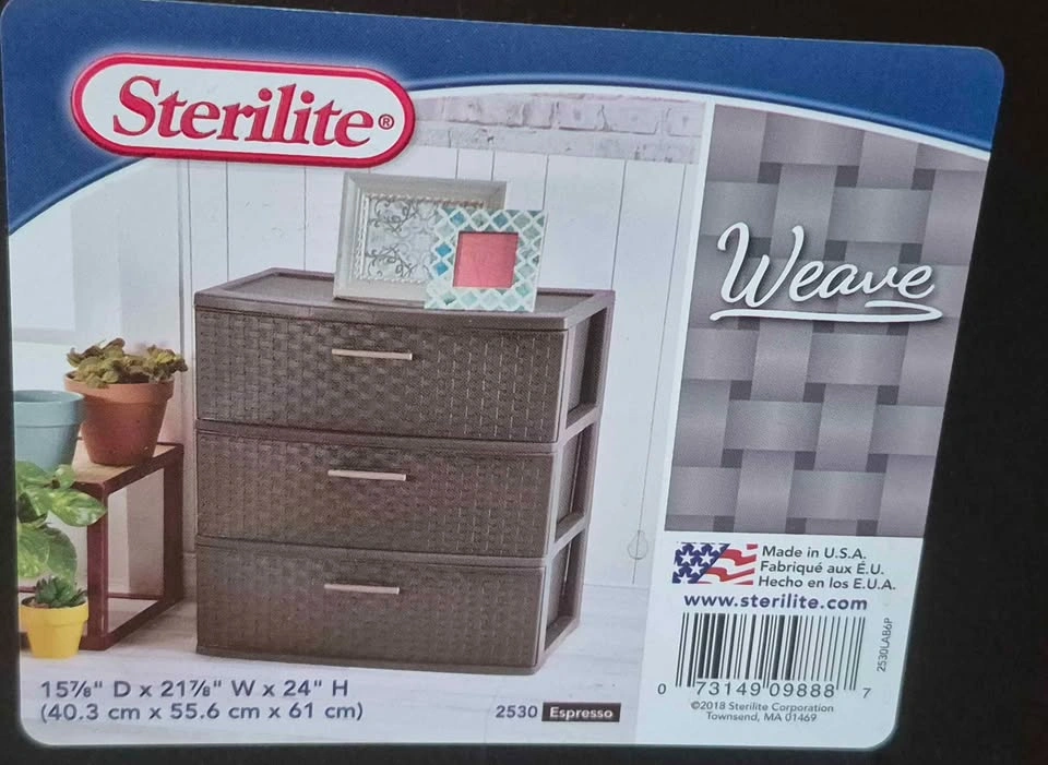 2 x Sterilite Weave 3 Drawer $30 Each - photo 2