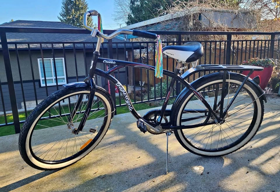 Supercycle Cruiser Classic Bike w/ Rack & 26" White Wall tires