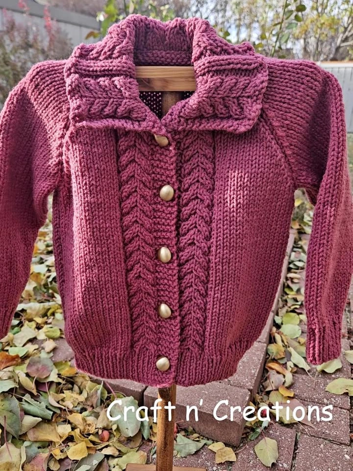 Cardigan with Cabled Collar & Front
