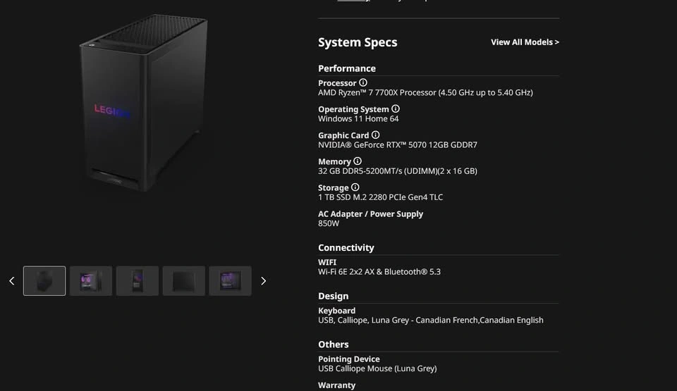 Lenovo Legion Tower 5 Gen 10 Gaming PC – RTX 5070 – Brand New Se - photo 3