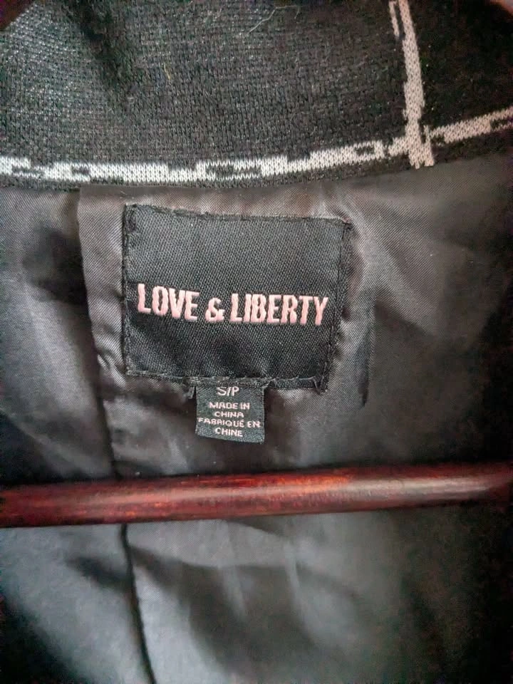 Love & Liberty Grid Coat – Size Small – Black Long Blazer Jacket - photo 3