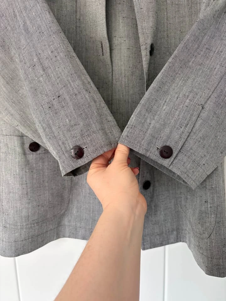 Vintage Linen Blend Chore Jacket Grey Fits Large - photo 2