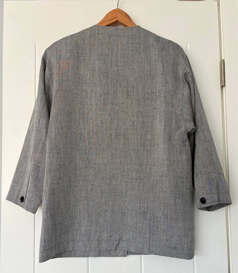 Vintage Linen Blend Chore Jacket Grey Fits Large - photo 3