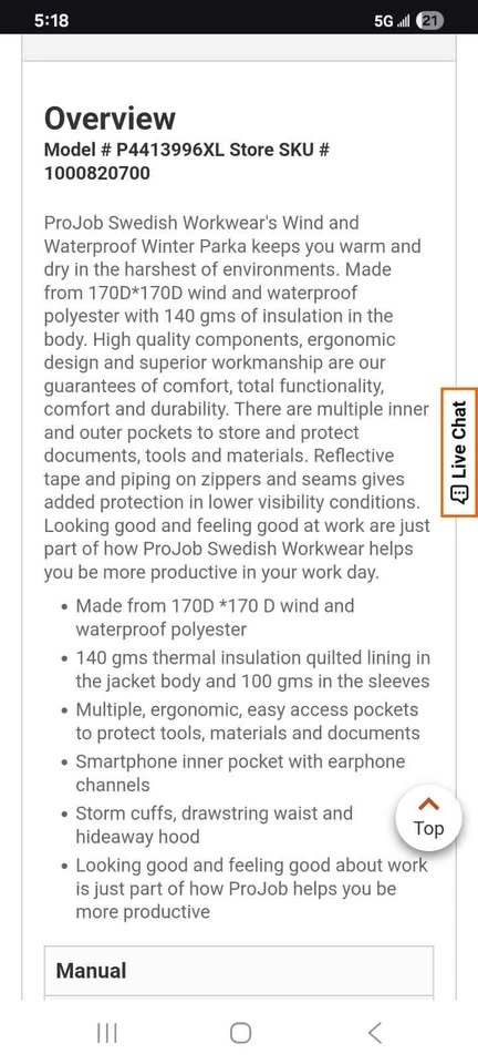 PROJOB SWEDISH WORKWEAR WIND AND WATER PROOF JACKET-XL - photo 2