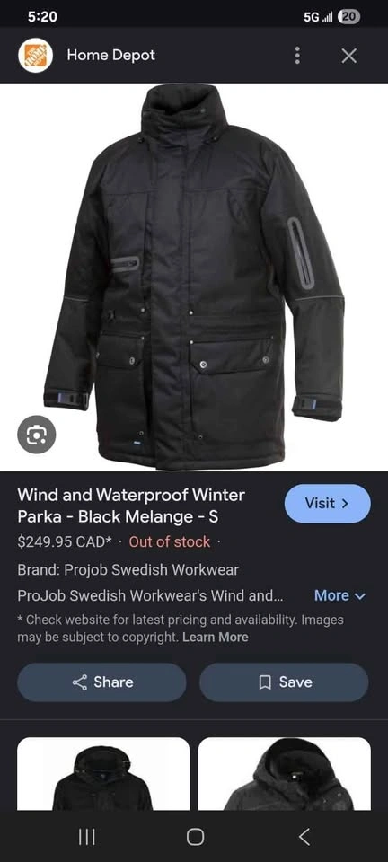 PROJOB SWEDISH WORKWEAR WIND AND WATER PROOF JACKET-XL - photo 3