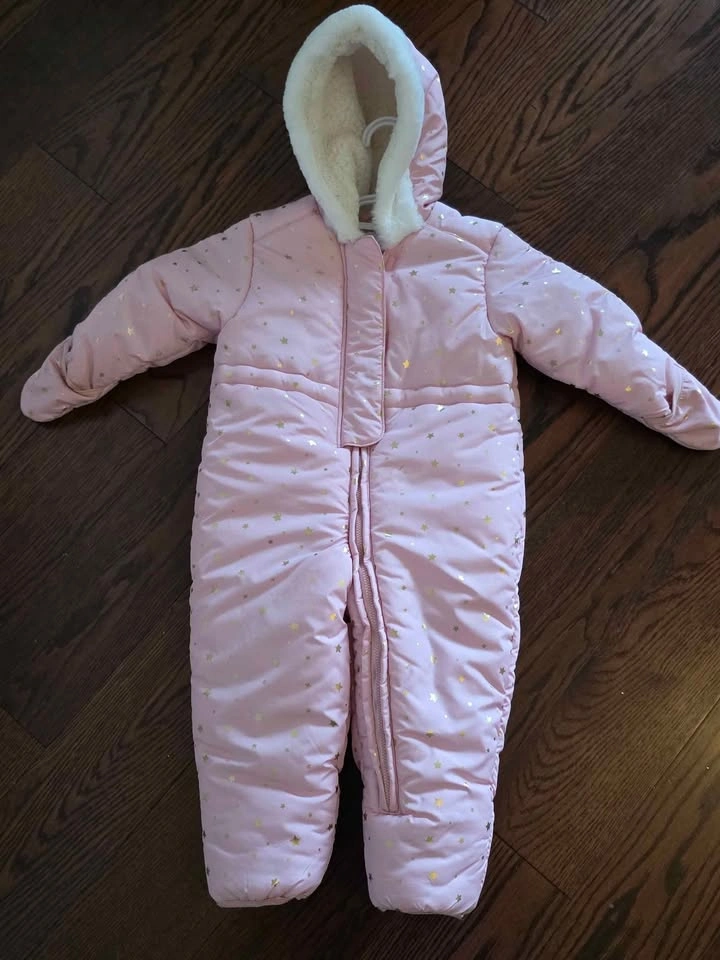 Children's Place Baby Girls Gold Stars Snowsuit - Pink - photo 2