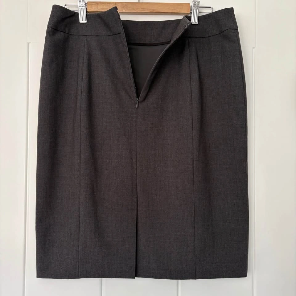 Calvin Klein Size 12 Grey Lined Pencil Skirt Knee Length - photo 3