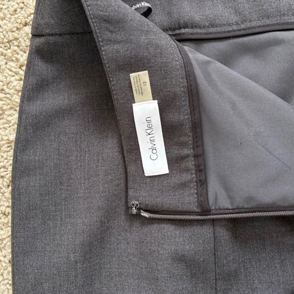 Calvin Klein Size 12 Grey Lined Pencil Skirt Knee Length - photo 5
