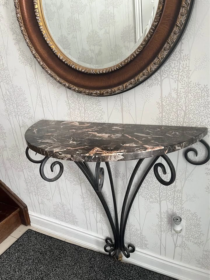 Marble Entrance Console Table with Mirror - photo 3