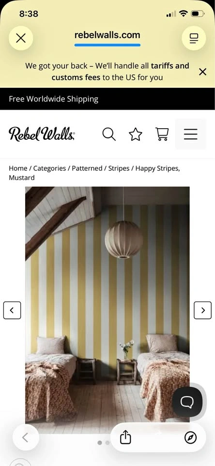 Yellow & White Striped Wallpaper - 2 Rolls