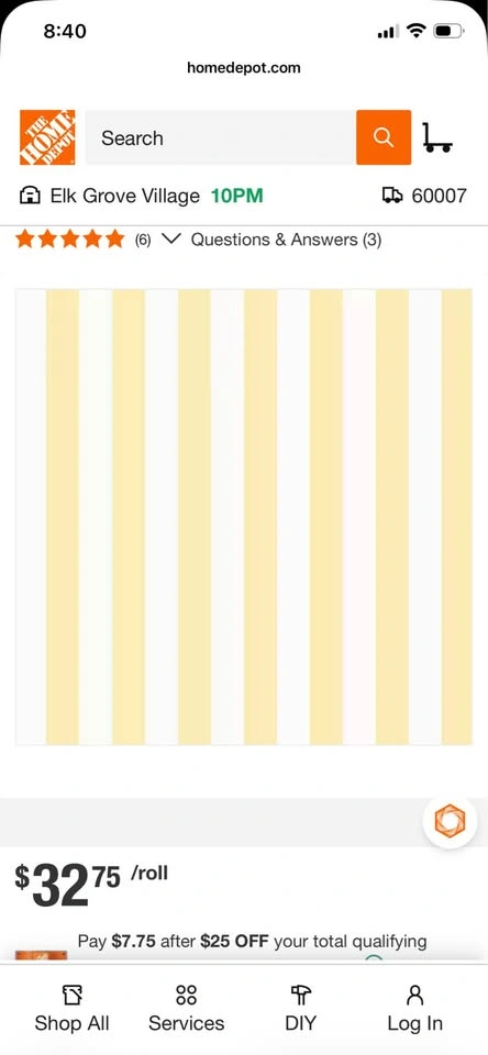 Yellow & White Striped Wallpaper - 2 Rolls - photo 3