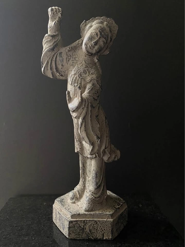 Metal Asian Female Dancing Figurine - 13.5"